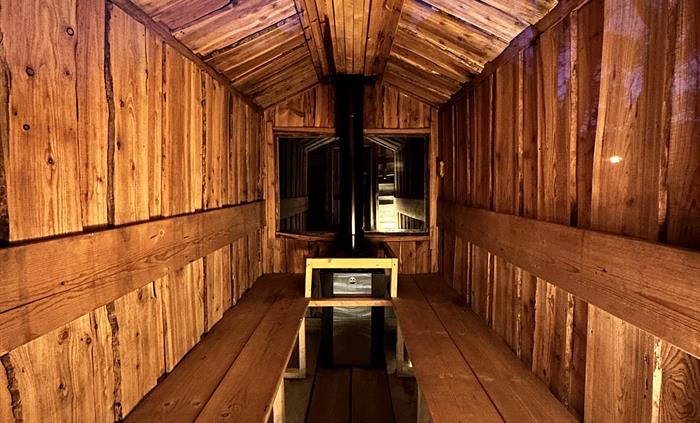 a sauna in the dark